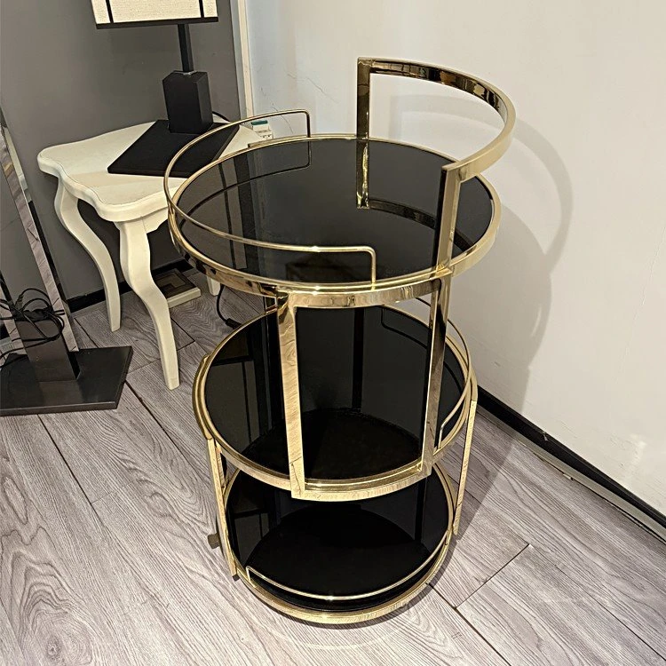 stainless steel round serving cart