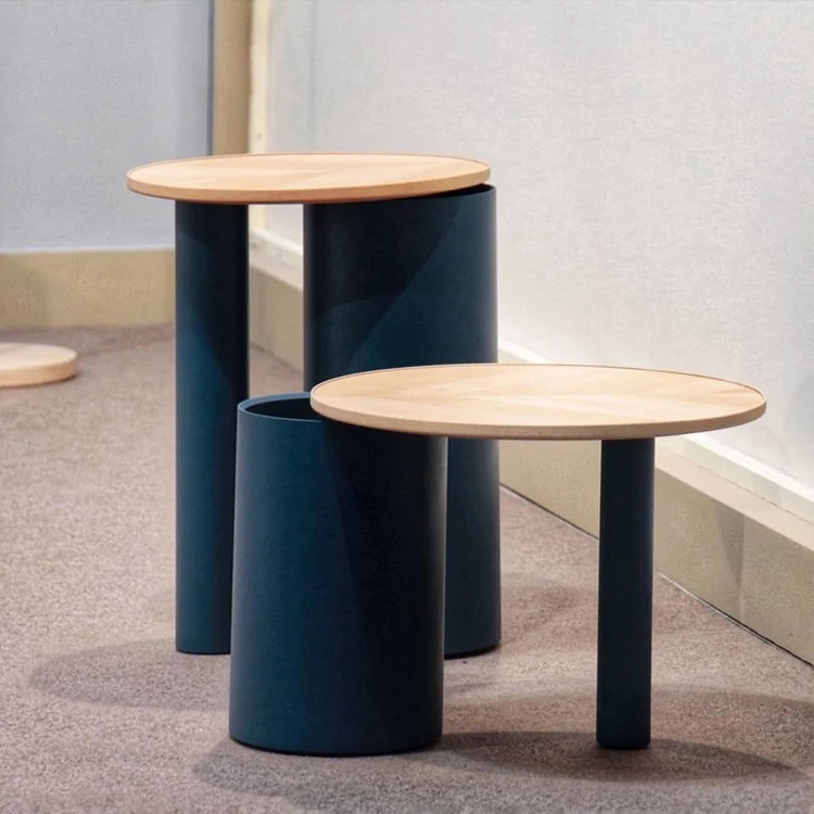 corner table wood metal design