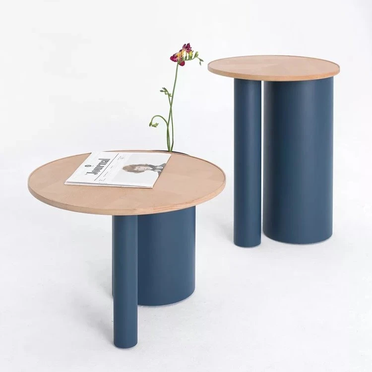 Italian Minimalist Wooden Stainless Steel Corner Table