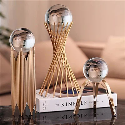 Luxurious Crystal Ball Stainless Steel Decorative Piece