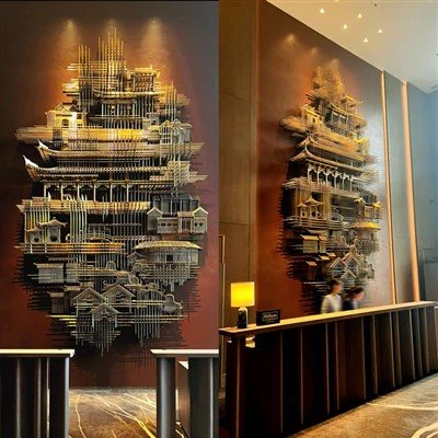 Luxurious Hotel Lobby Art Backdrop Sculpture
